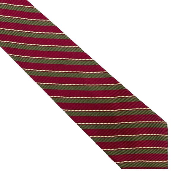 Brooks Brothers Tie Mens Red Brown Repp Stripes Necktie 100% Silk Vintage - Picture 1 of 7